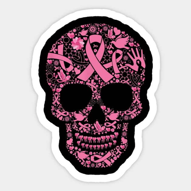 Tattoo Skull shirt Breast Cancer Awareness Sticker by Ortizhw